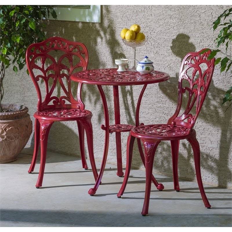 Lipstick Red Cast Aluminum Bistro Set C31132