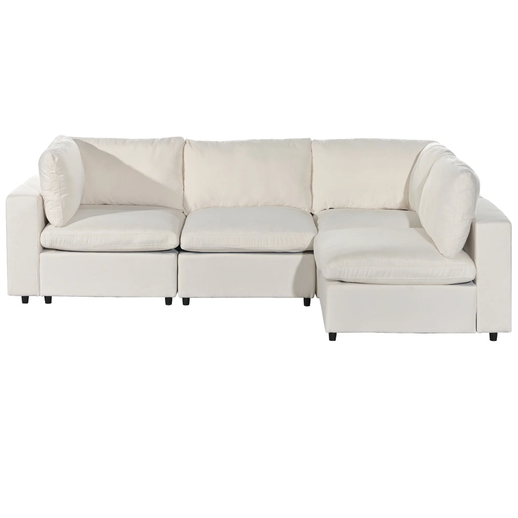 Beige 4 Seat Upholstered Modular Sofa with USB Charge Ports R906