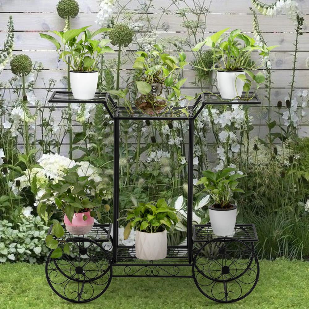 6-Tier Black Metal Plant Stand Y864786