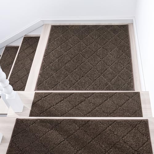 Non-Slip Carpet Stair Treads 15pc Beige Polyester A9979