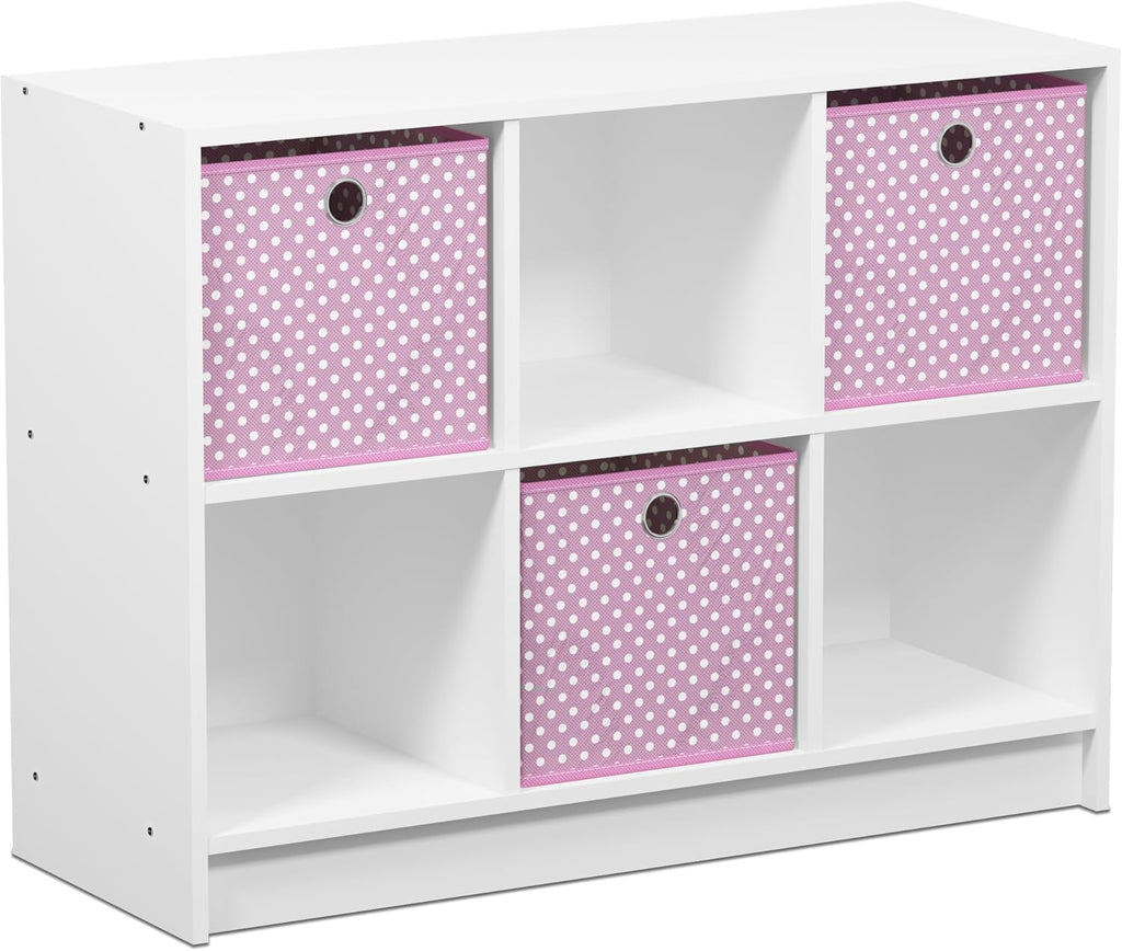 White/Light Pink 3x2 Cubic Bookcase Storage Shelves P511