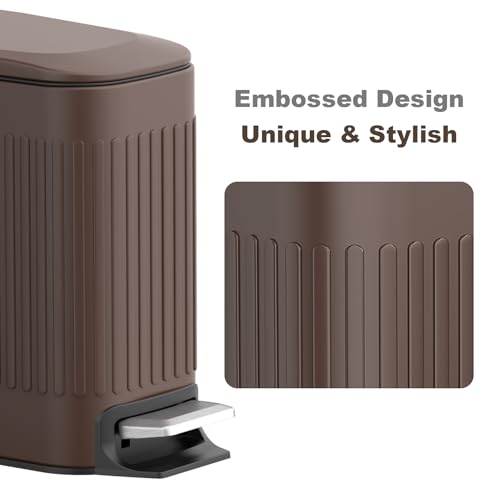 Slim Stainless Steel 6 Liter Trash Can with Lid Z18275