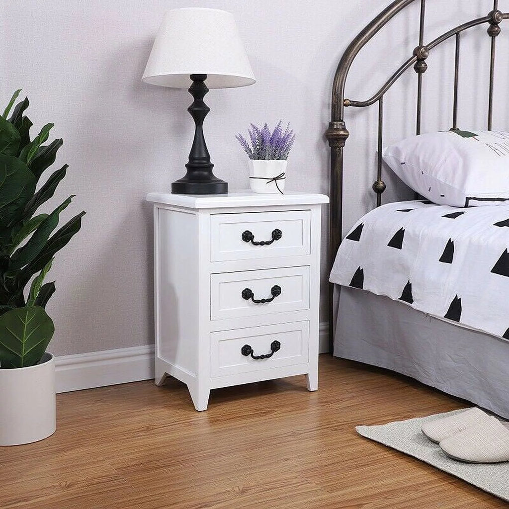 Solid Wood 3-drawer Nightstand B394