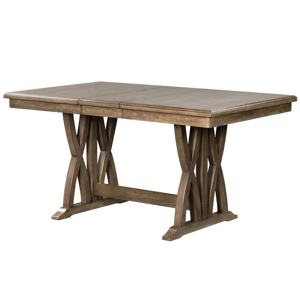 Solid Wood 7-Piece Extendable Dining Table Set with Upholstered Chairs E865408