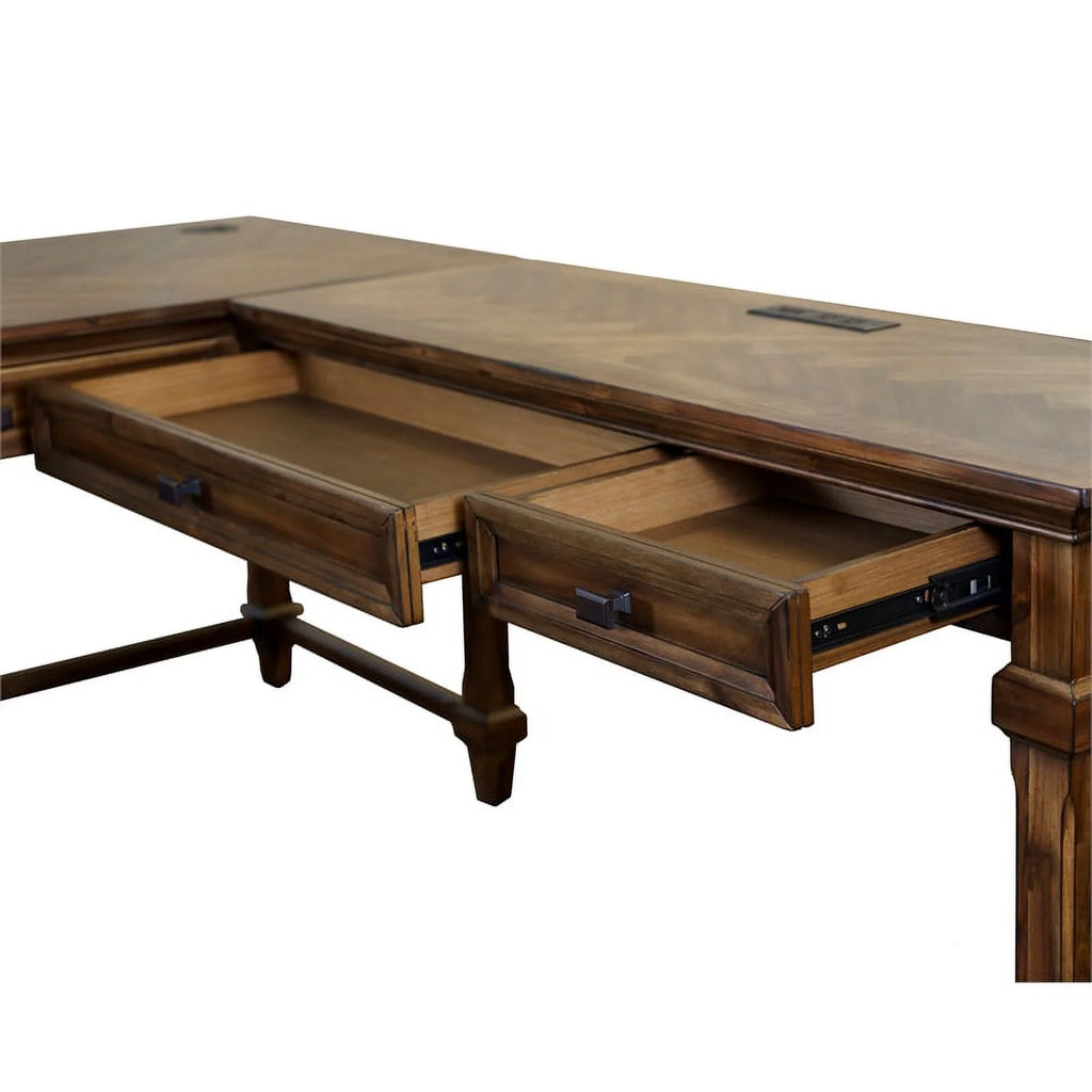 Natural Brown Wood L-Desk & Return Writing Table X534581