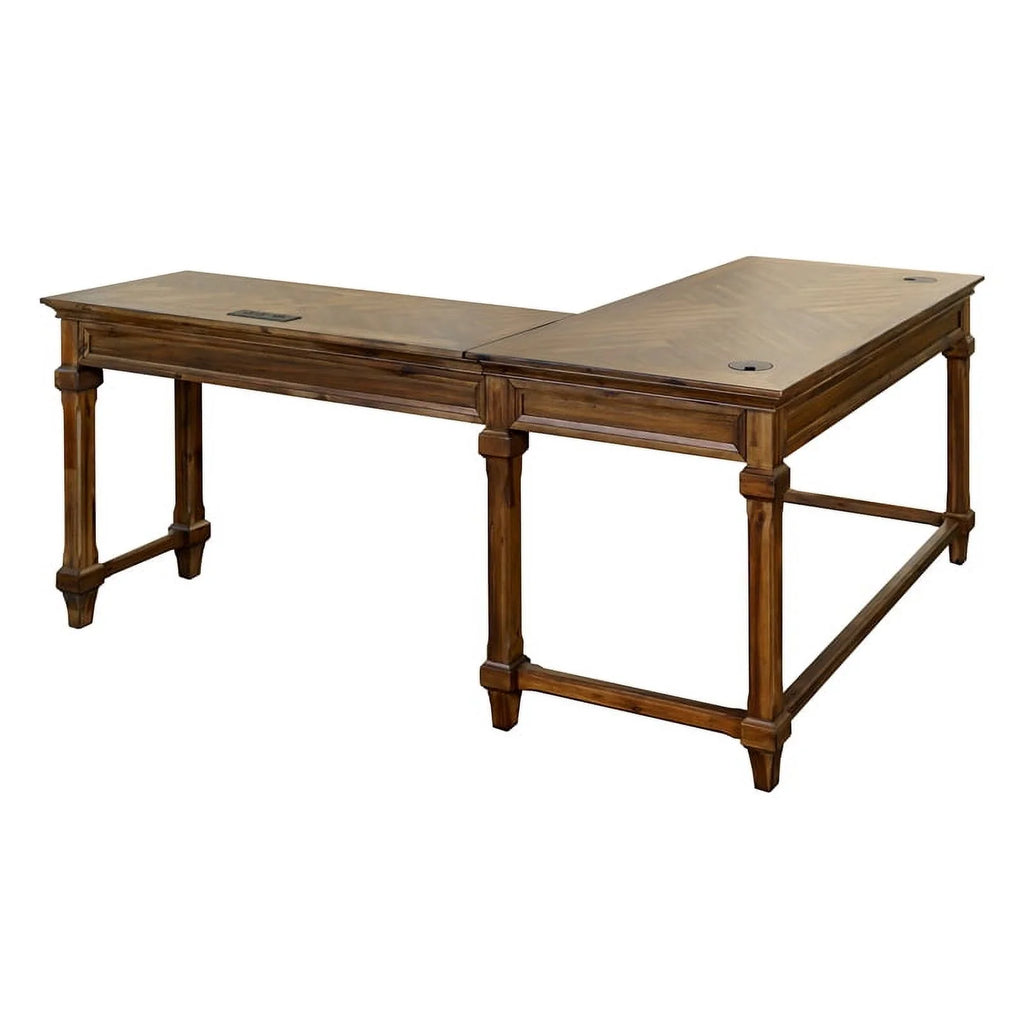 Natural Brown Wood L-Desk & Return Writing Table X534581