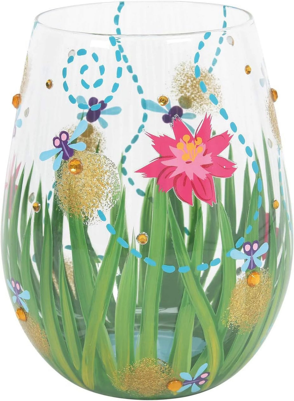 Hand-Painted Stemless Wine Glass D71220