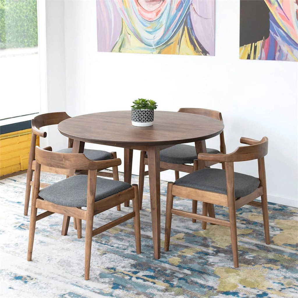 Solid Wood Walnut Dining Table and Chairs for 4 J18798