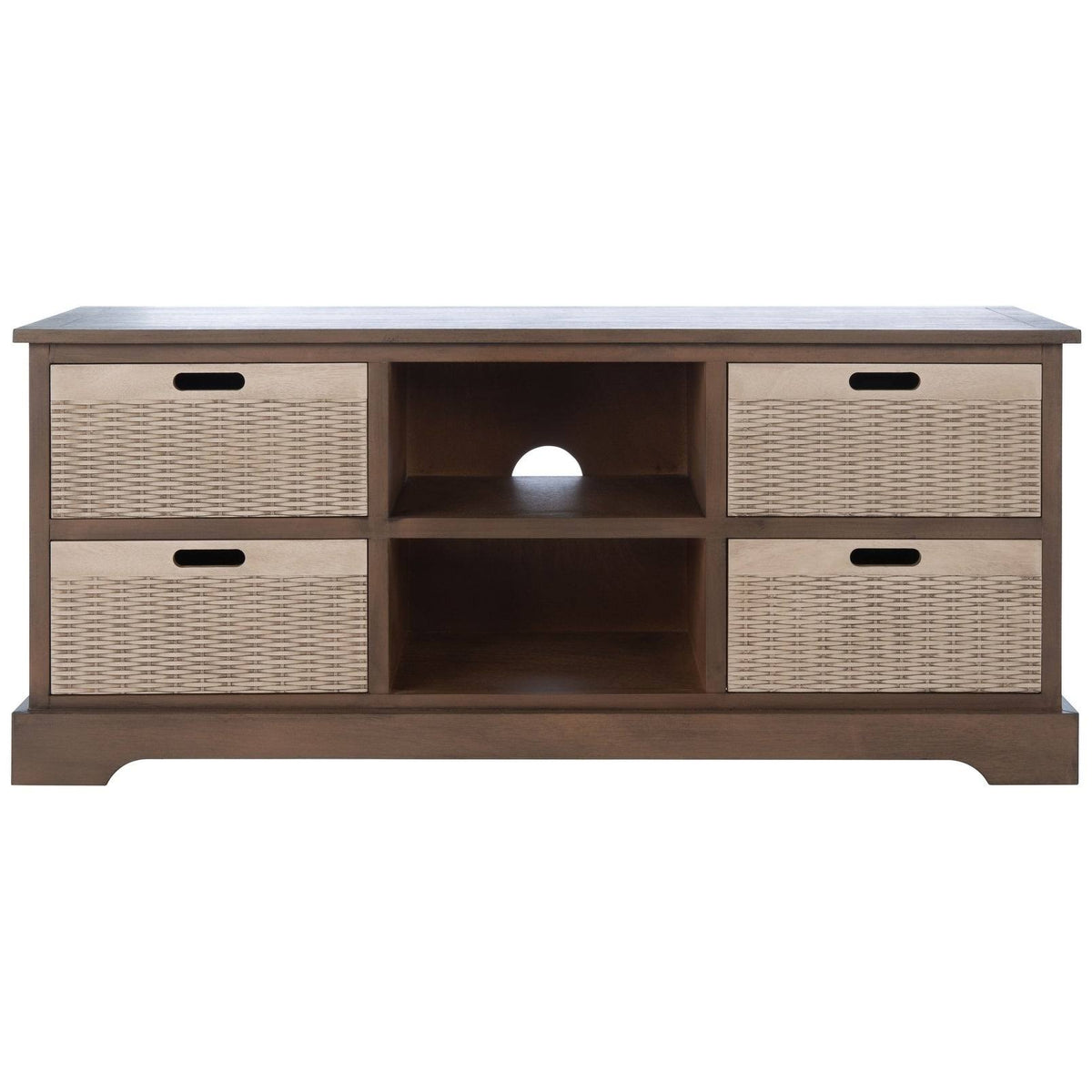 4 Drawer Distressed White Media Stand T5798