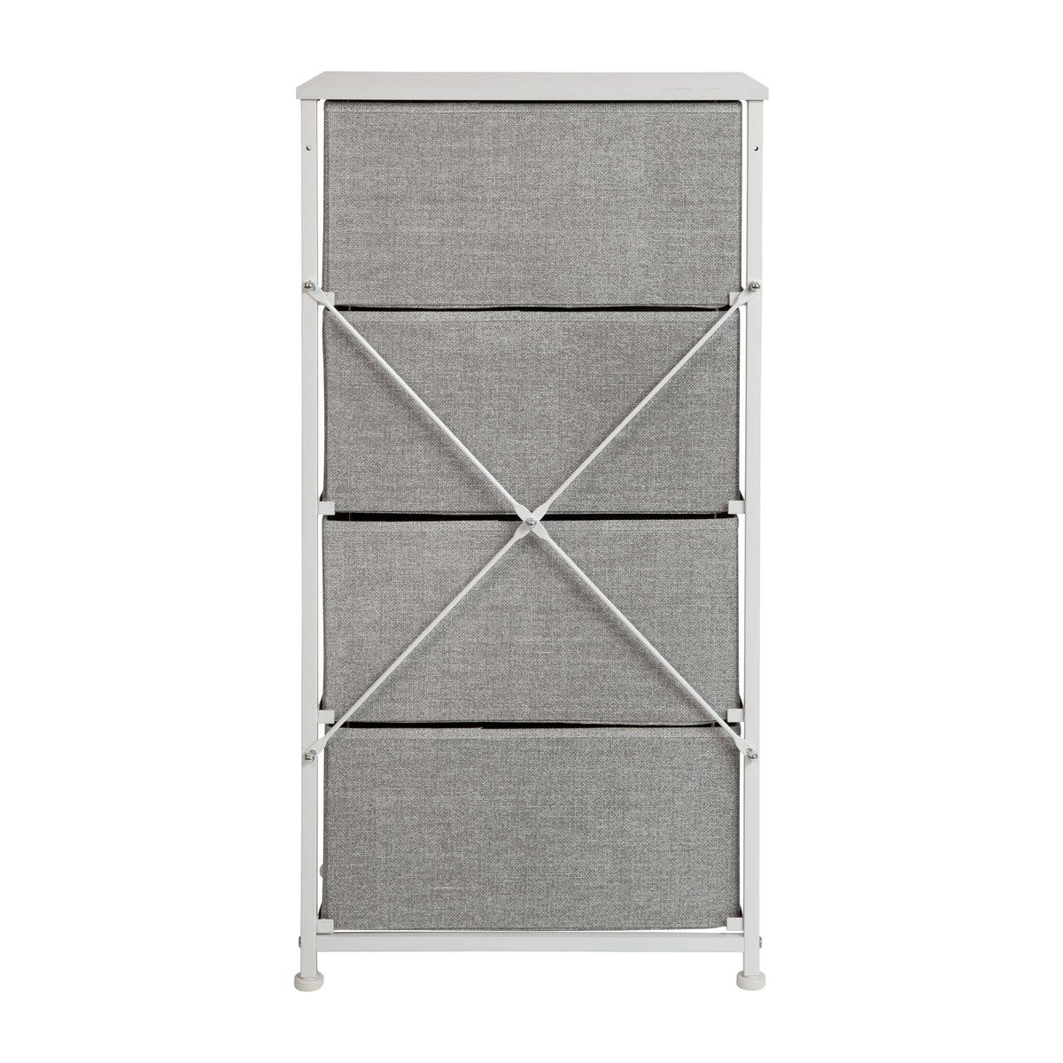 White 4 Drawer Fabric Storage Dresser D385
