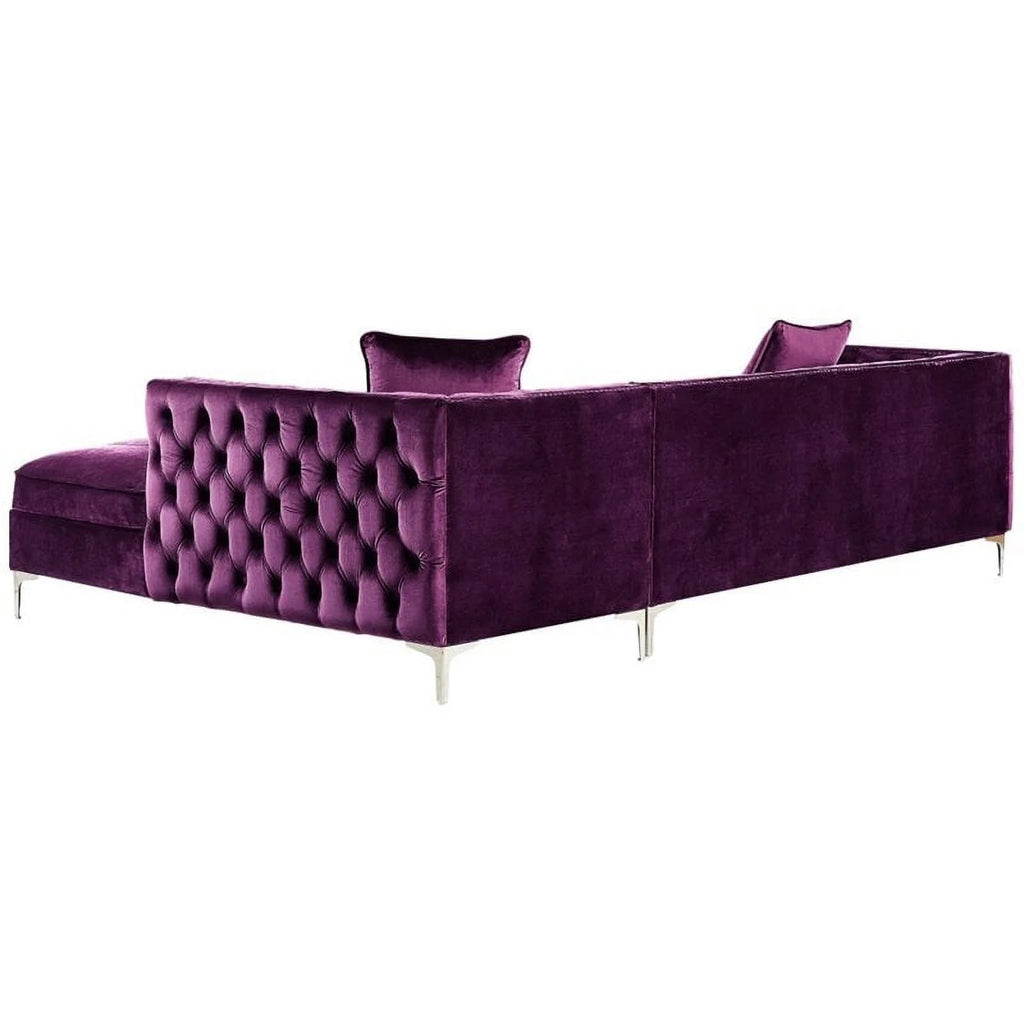 Purple Velvet Sectional Sofa with Right Facing Chaise S26475