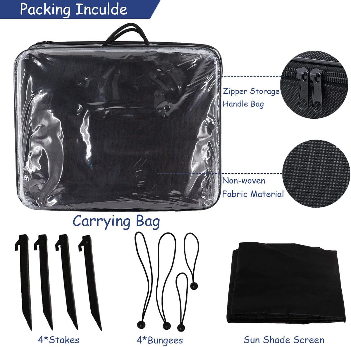 15'X8' Black Mesh RV Awning Shade Screen with Zipper C88484