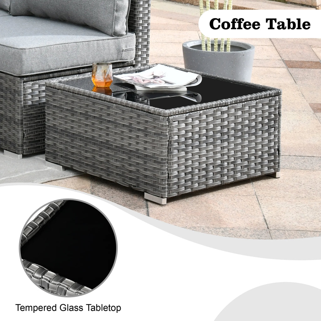 5 Piece Outdoor Patio Furniture Set Wicker Rattan Sectional Couch, Dark Grey C1121