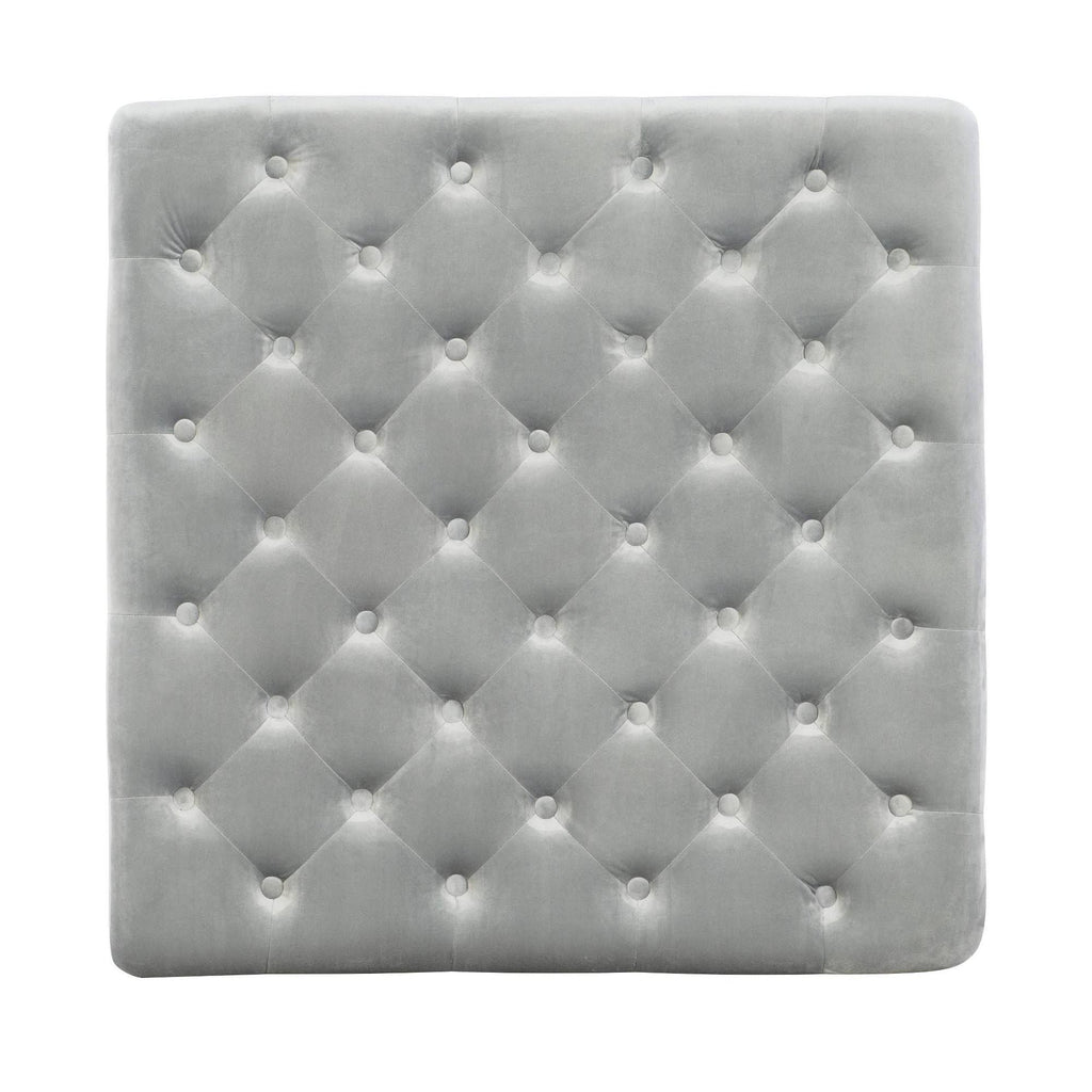 Gray Velvet Square Tufted Ottoman W5365