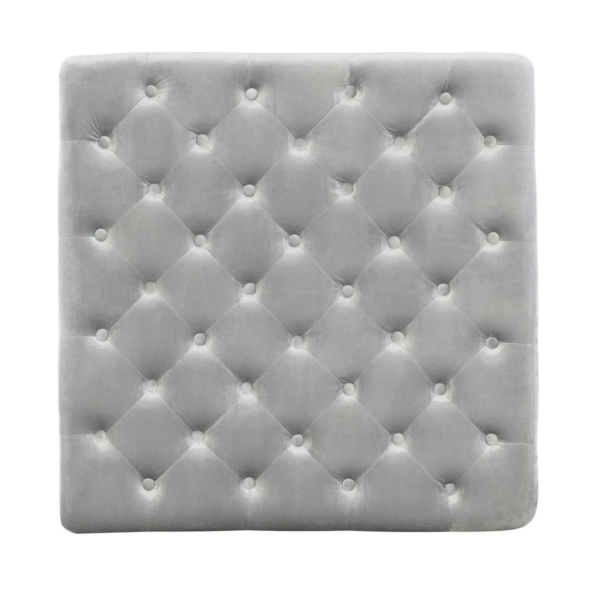 Gray Velvet Square Tufted Ottoman W5365
