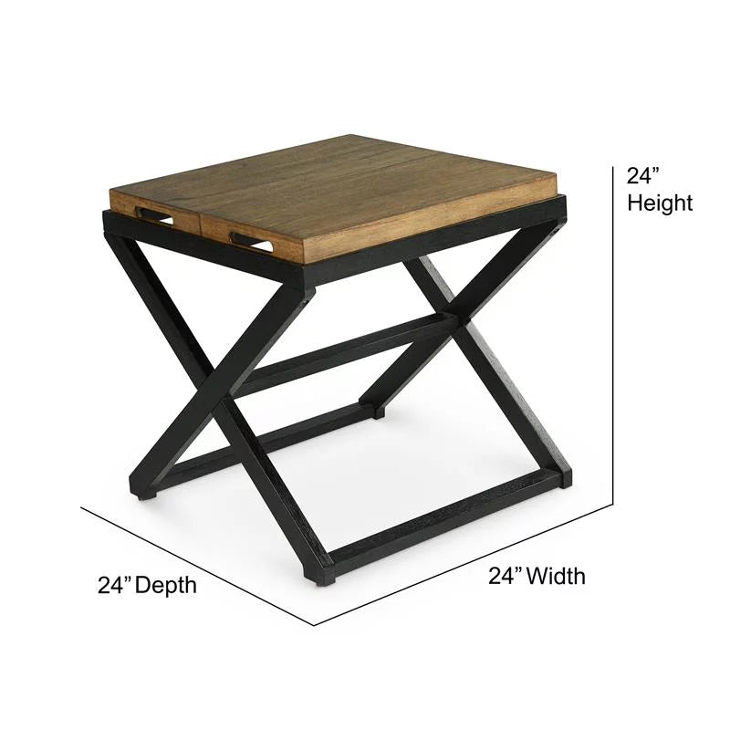 Walnut and Ebony Solid Wood End Table Q702271