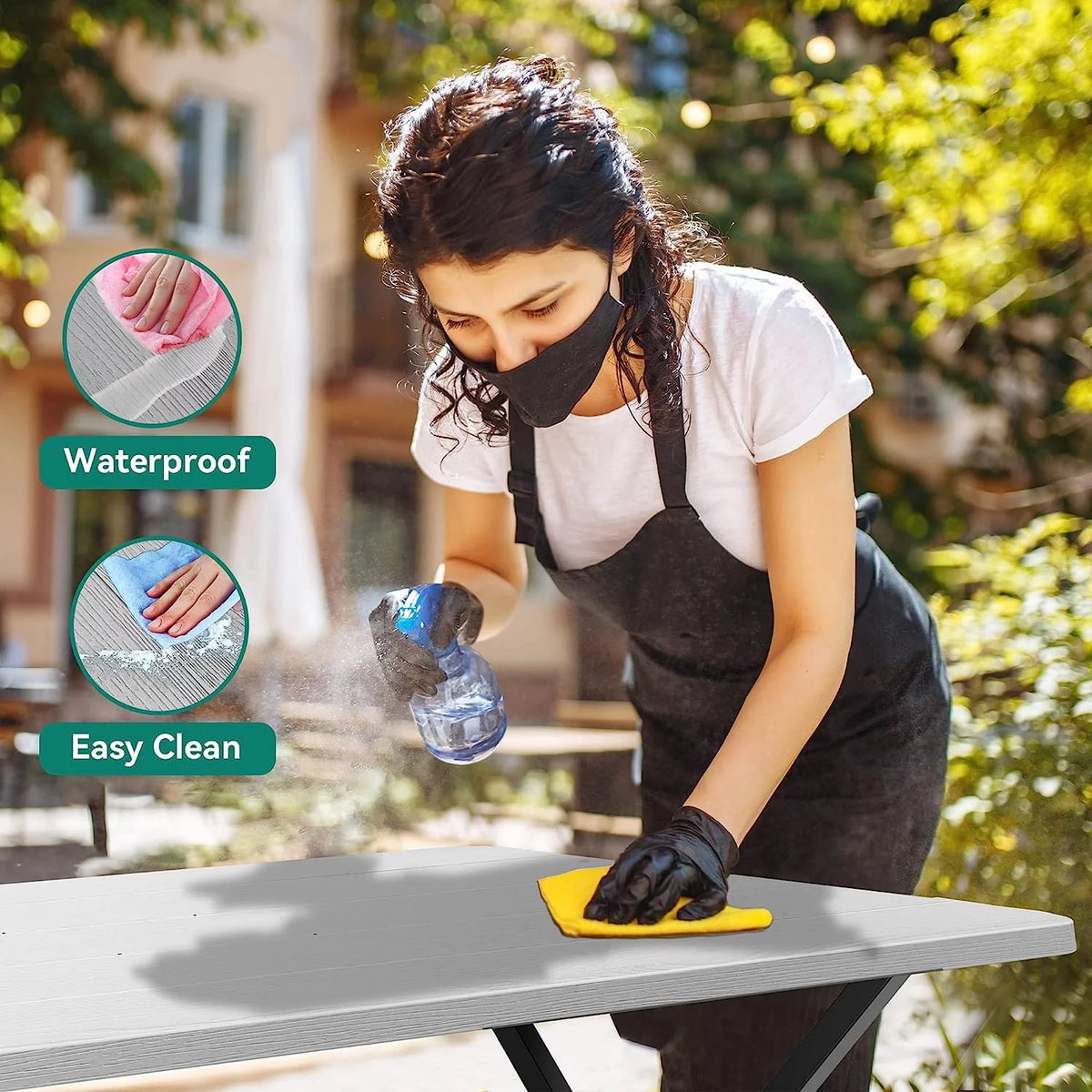 Light Gray Heavy-Duty Outdoor Picnic Table Set R767168