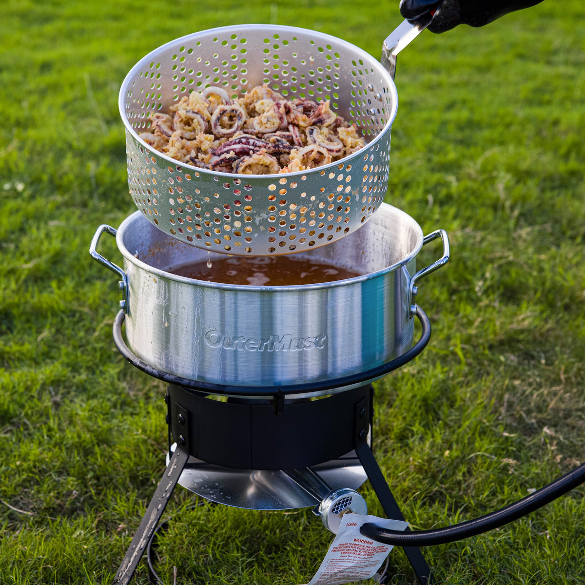 11 Qt. Aluminum Outdoor Deep Fry Pot with Basket and Thermometer A1640