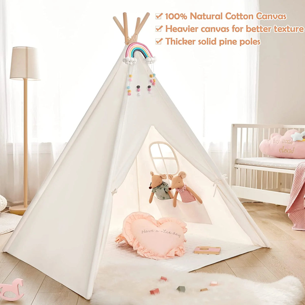 White Canvas Kids Teepee Tent C15018
