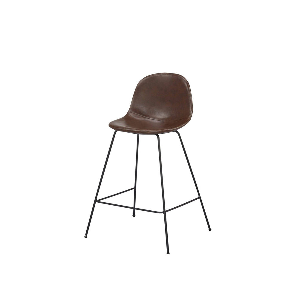 Faux Leather Bar Stool Set of 2 Brown Z5472