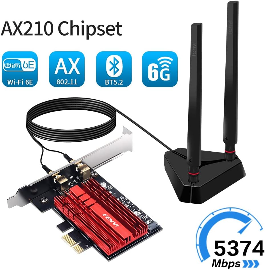 WiFi 6E PCI-E Network Card Tri-Band BT5.2 Wireless Gigabit 802.11ax MU-MIMO PCIe WiFi Adapter with High Gain Antenna Pack of 2 U535
