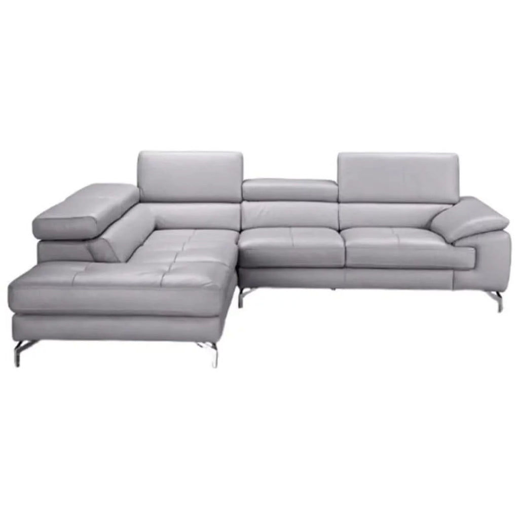 Grey Leather Sectional Sofa with Right Hand Facing Chaise P924078