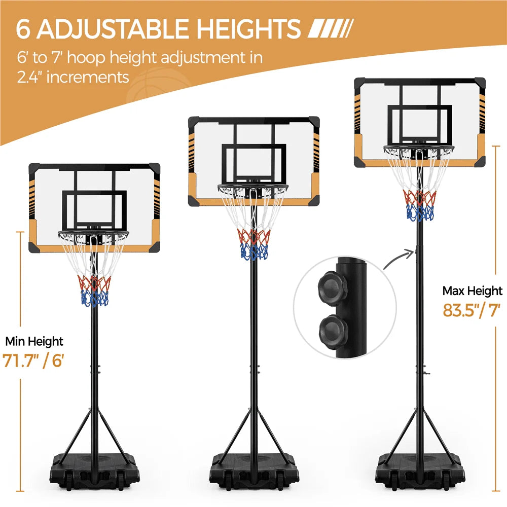 Height Adjustable Portable Basketball Hoop with Wheels H97694