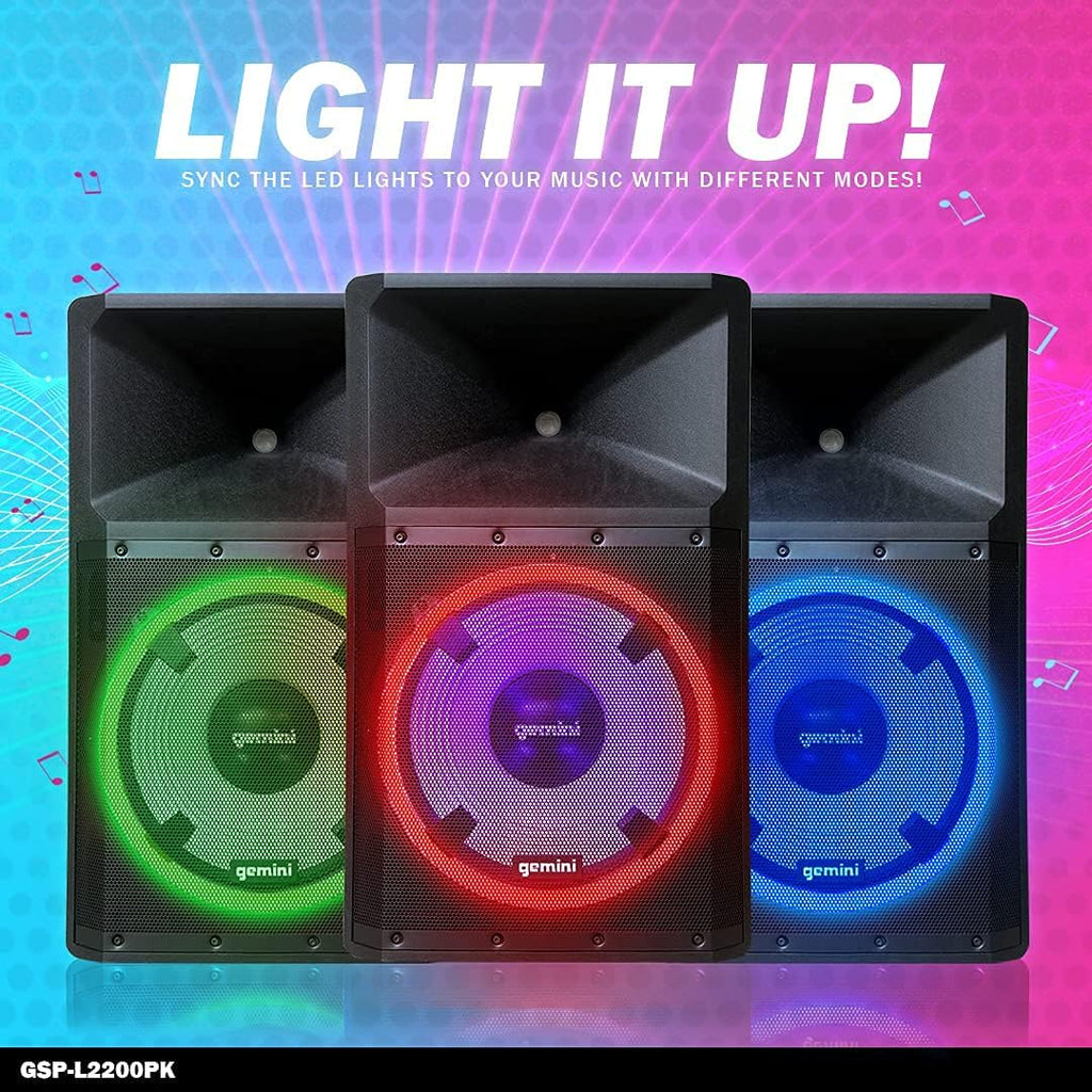 Bluetooth 2200W Peak Speaker with 15 Inch Woofer and LED Party Lights X13538