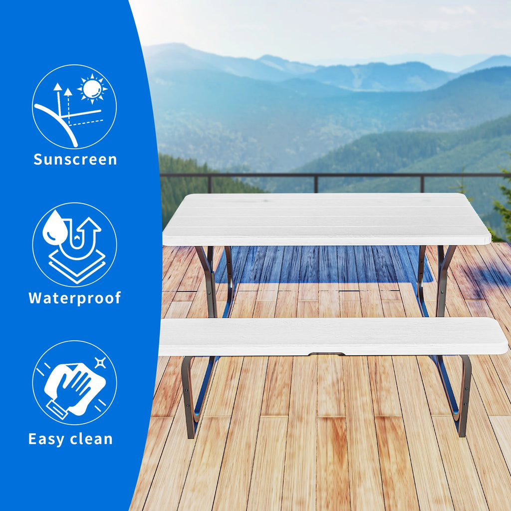 Light Gray Heavy-Duty Outdoor Picnic Table Set R767168