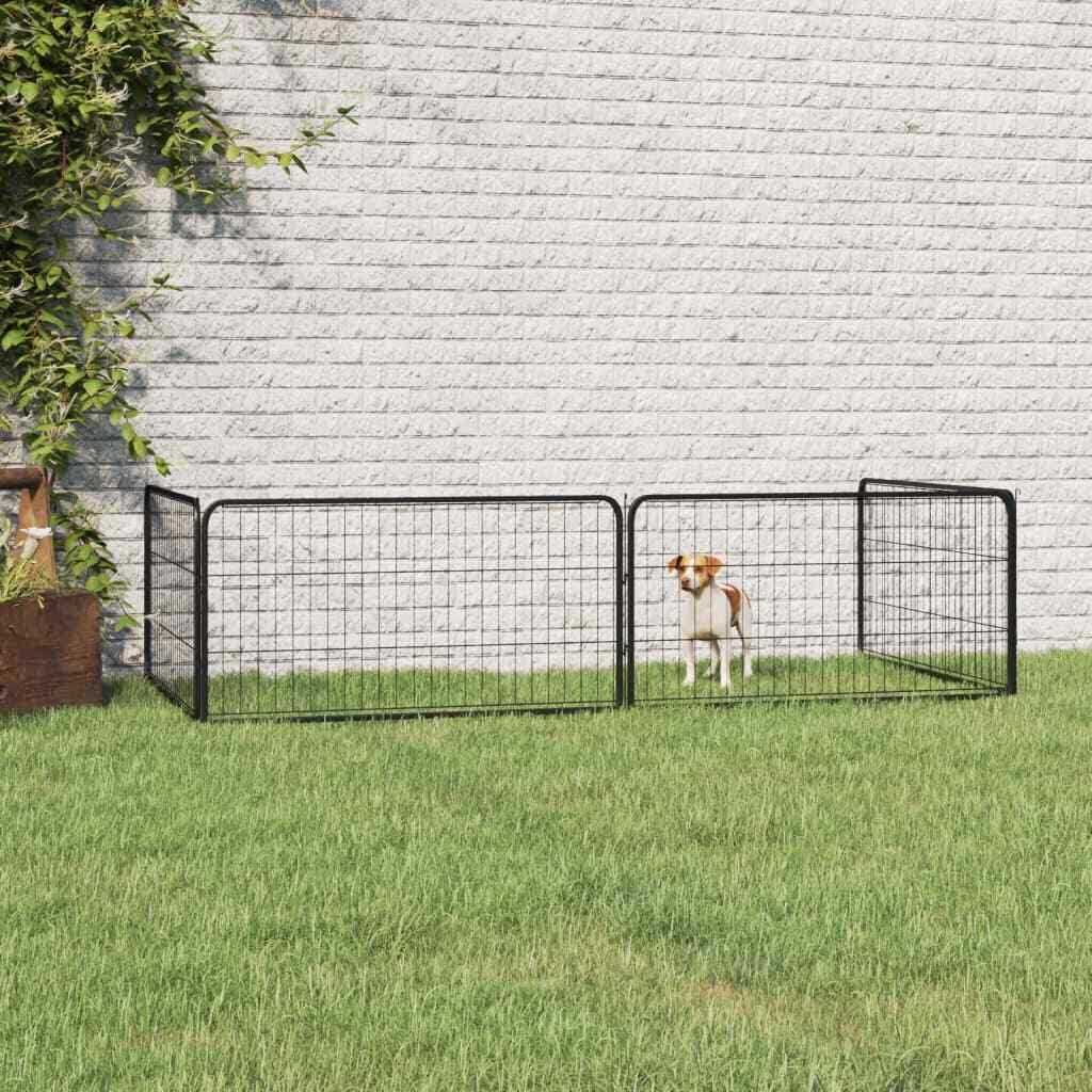 Black 4 Panels Steel Dog Playpen Y796