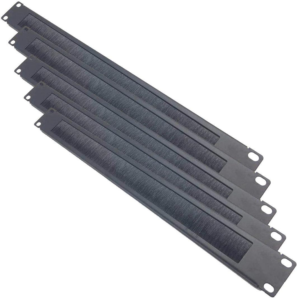 5 Pack 1U Brush Cable Manager Horizontal Rack Mount Cable Management Strip Panel T111464