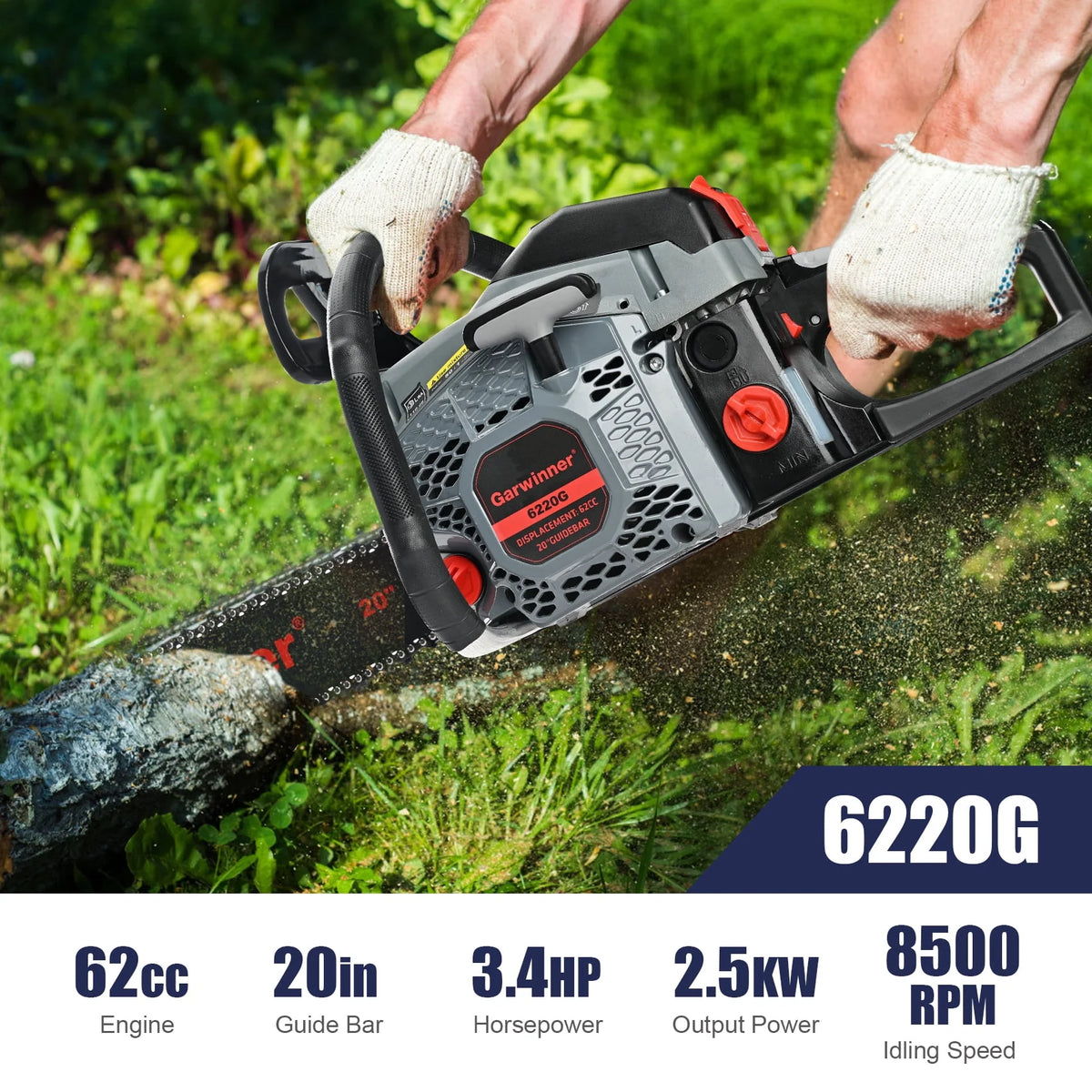 Gas Chainsaw 20'' 2-Stroke 62CC V2120