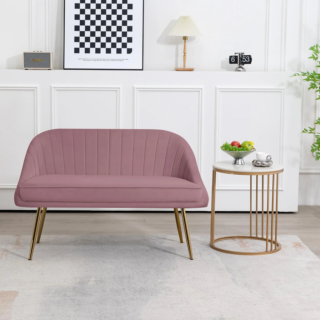 Purple Tufted Back Loveseat with Metal Legs L1208