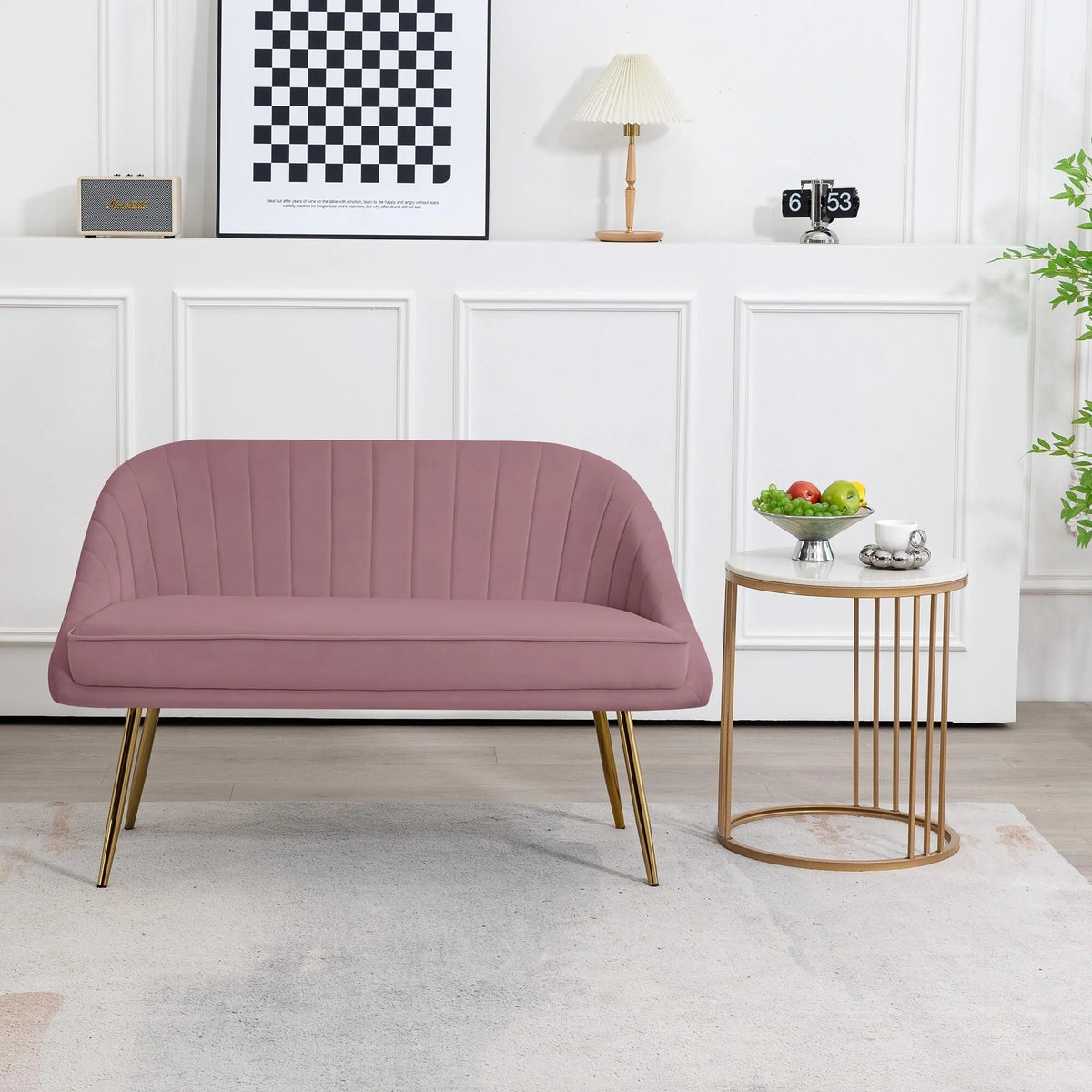 Purple Tufted Back Loveseat with Metal Legs L1208
