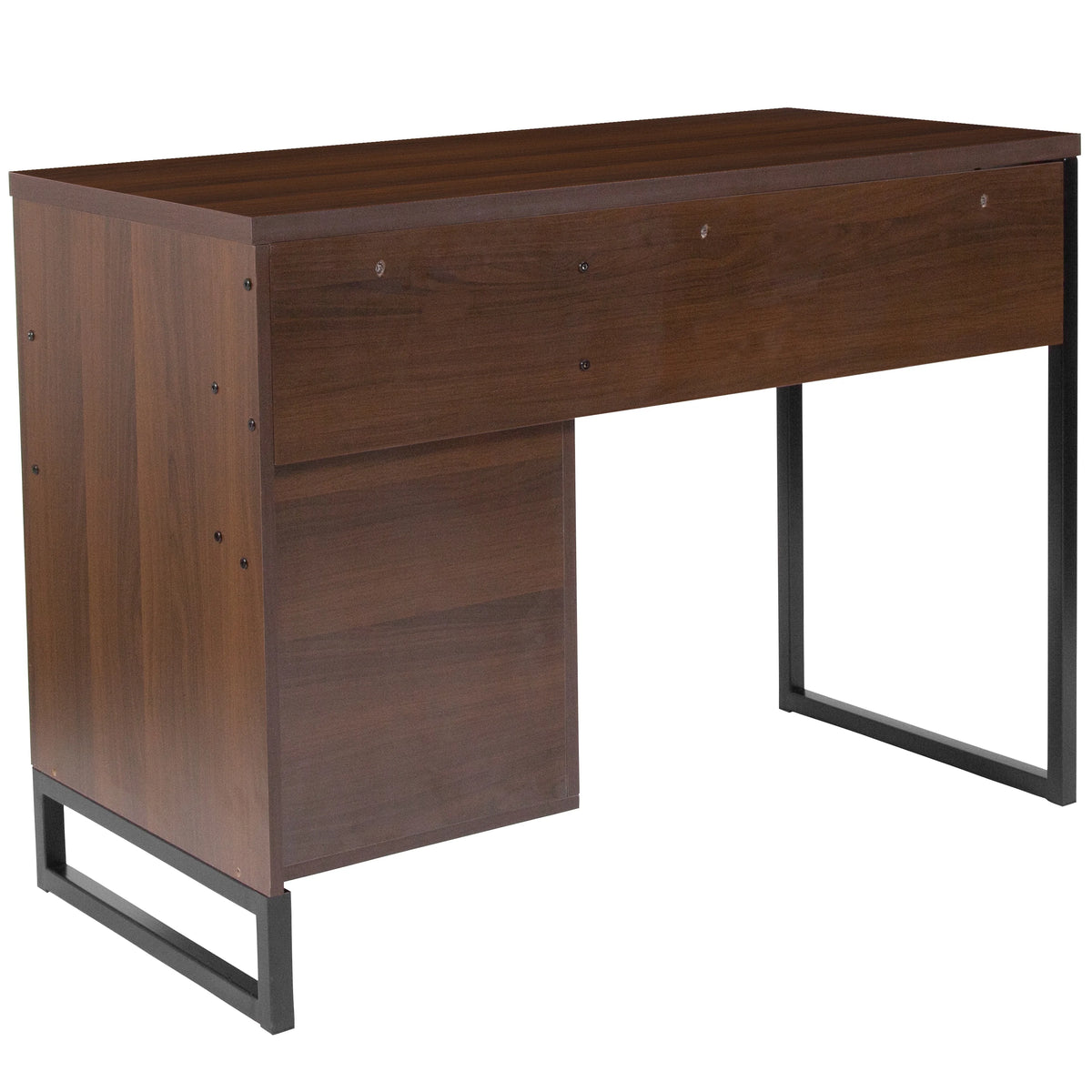 Rustic Coffee Wood Grain Computer Desk with Metal Frame K9371