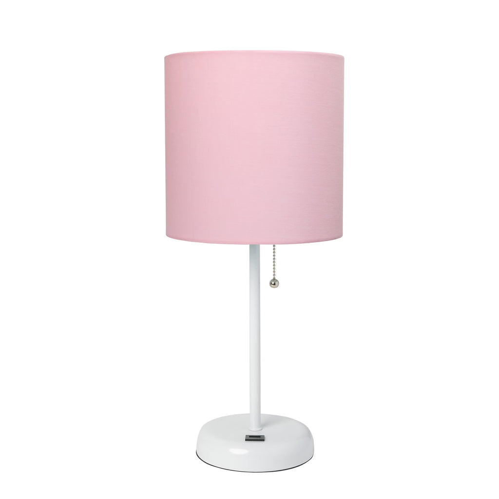 White Stick Lamp with Fabric Shade D54004