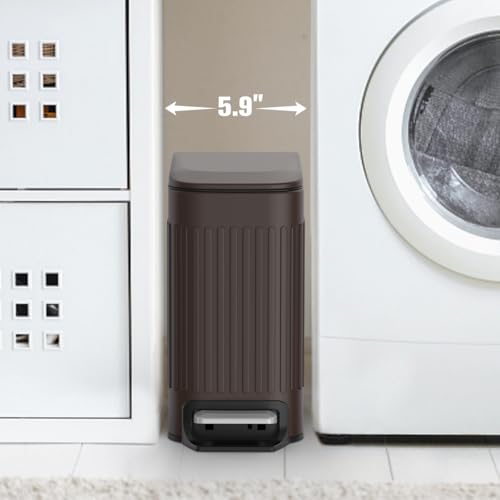 Slim Stainless Steel 6 Liter Trash Can with Lid Z18275