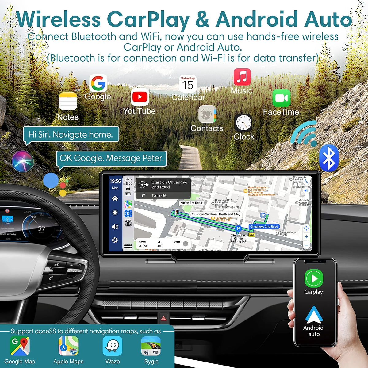 9.3 Portable Car Stereo with 2.5K Dash Cam and Backup Camera Q598039