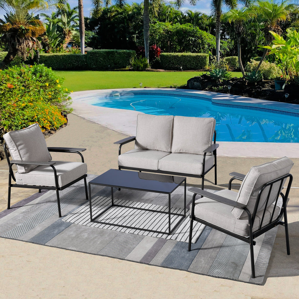 4 Pieces Wicker Outdoor Sectional Sofa with Coffee Table H306