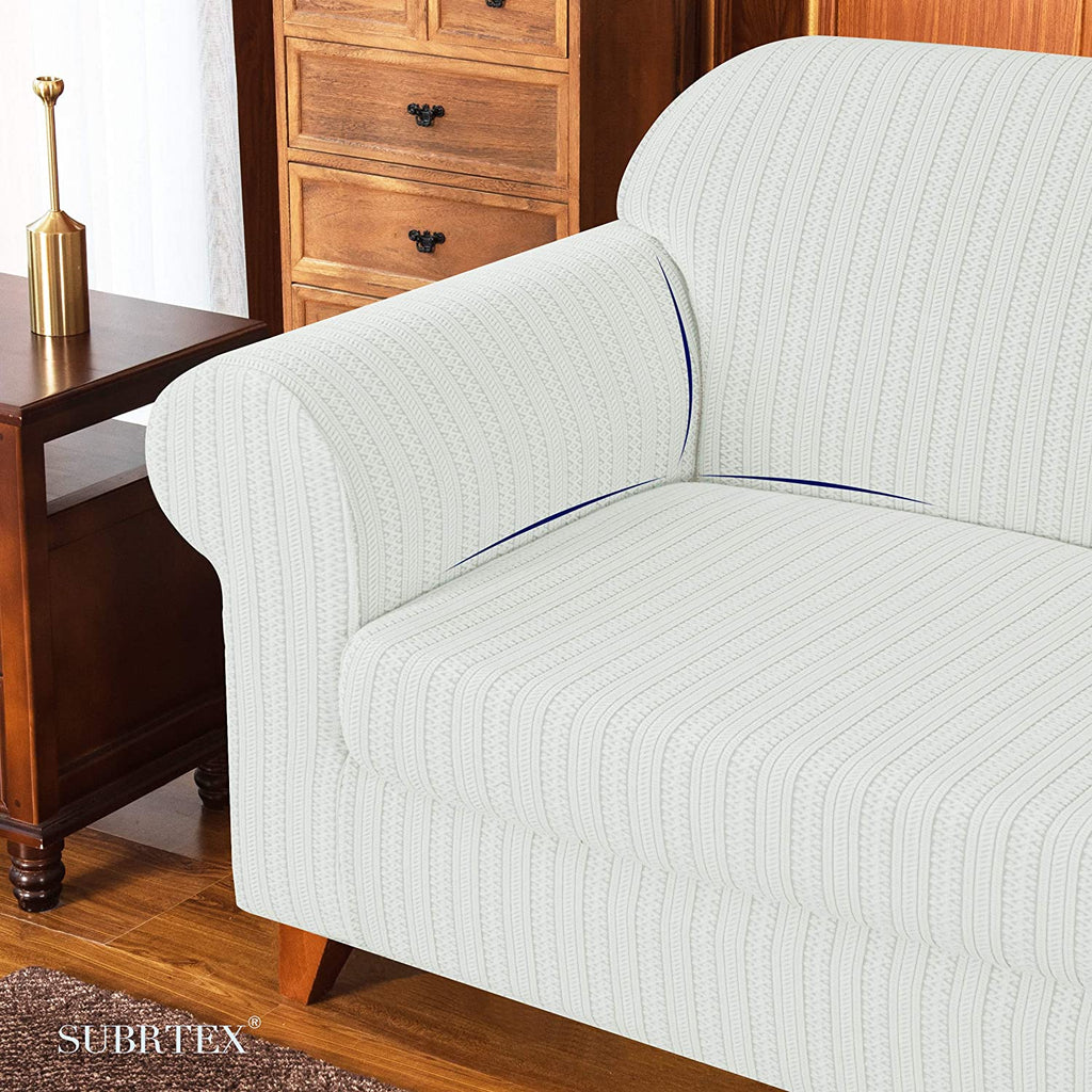 White Striped Polyester 2-Piece Slipcovers O424