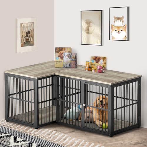 Brown Wooden Dog Crate Furniture TV Stand J454311