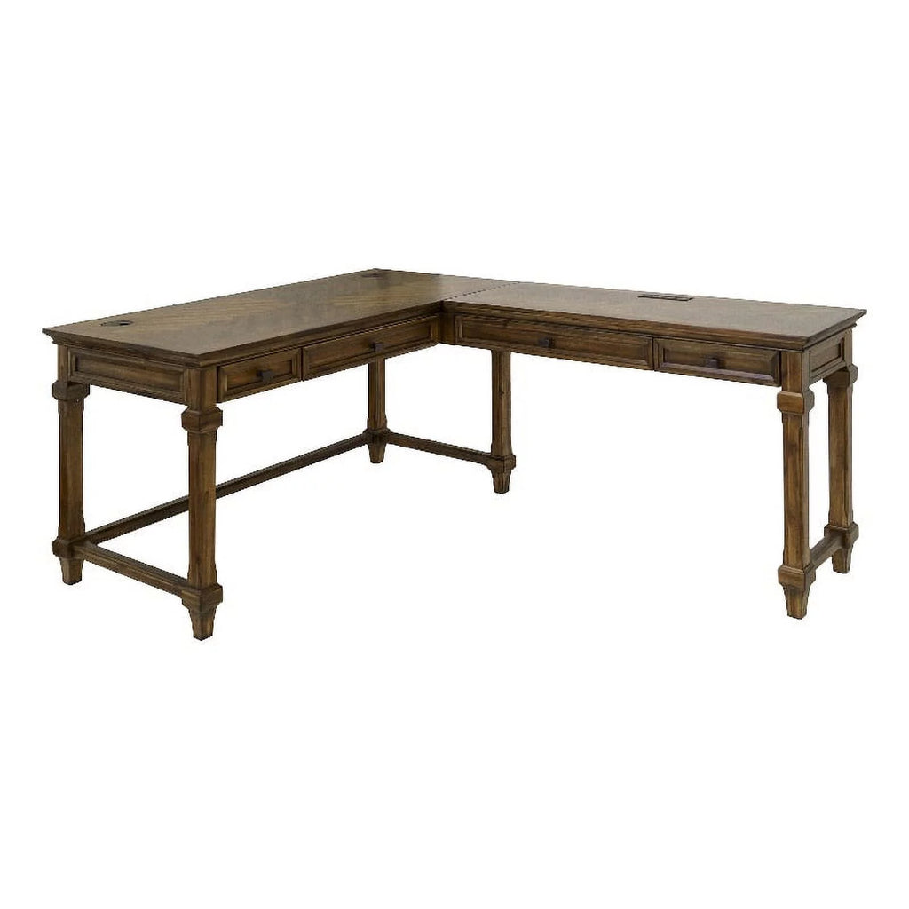 Natural Brown Wood L-Desk & Return Writing Table X534581