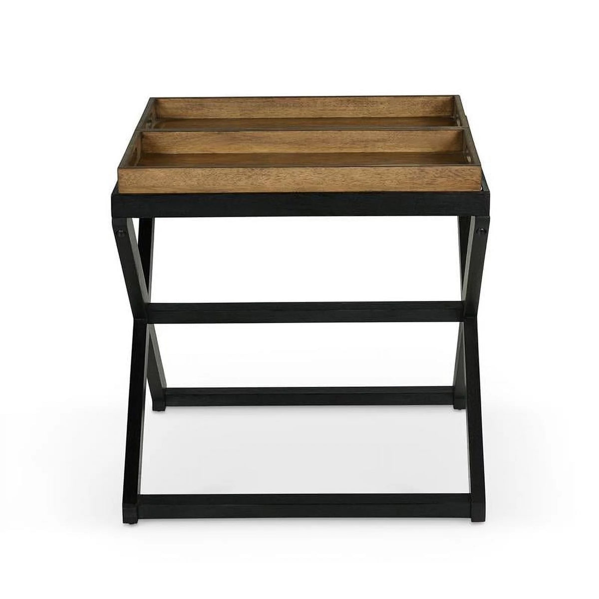Walnut and Ebony Solid Wood End Table Q702271