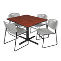 48" Square Breakroom Table & 4 Stack Chairs N8152